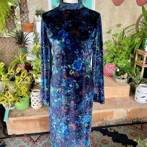 Maeve Anthropologie Floral Velvet Fall Dress M